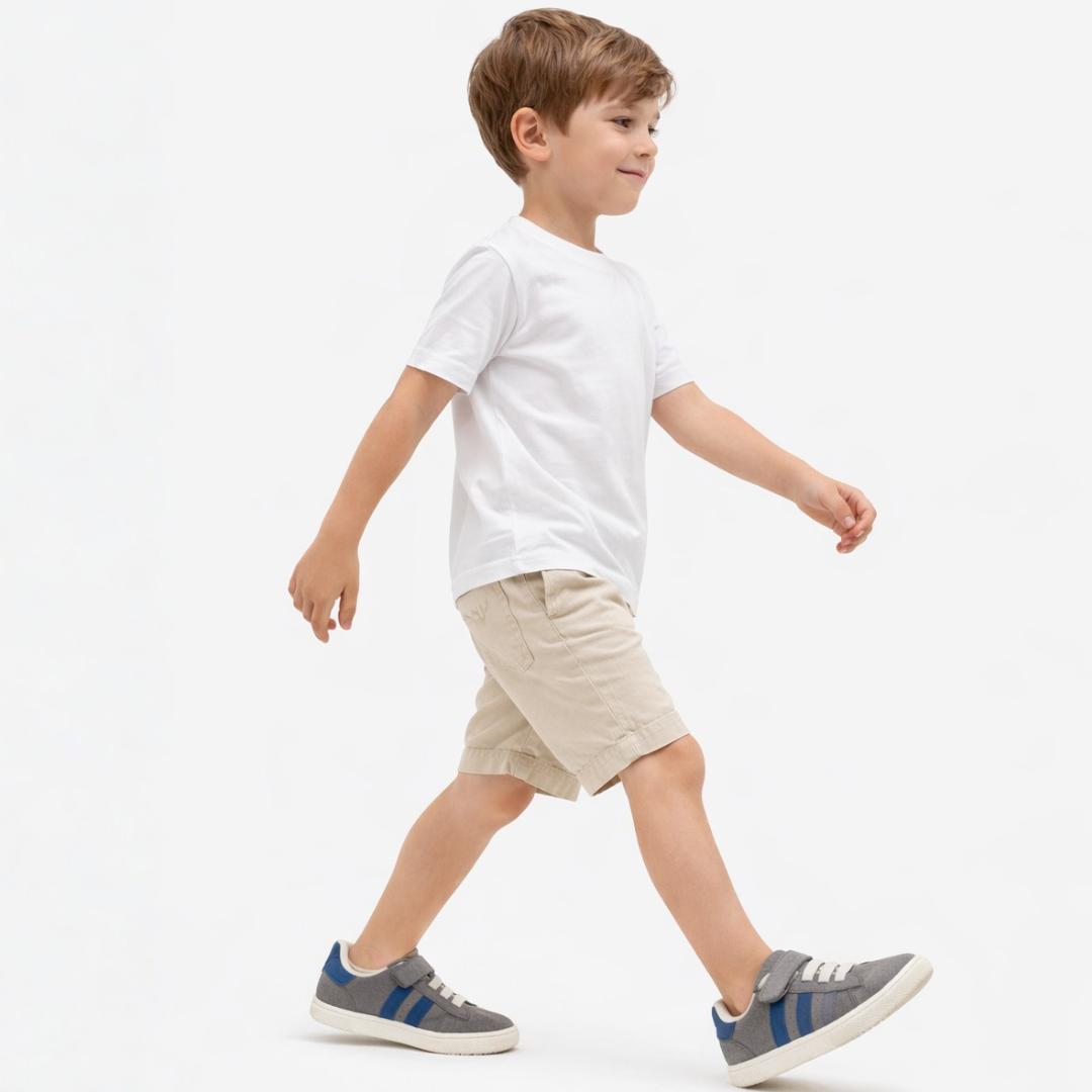 Barfuß Sneaker - Modell Roller von Coqueflex in Grau/Blau